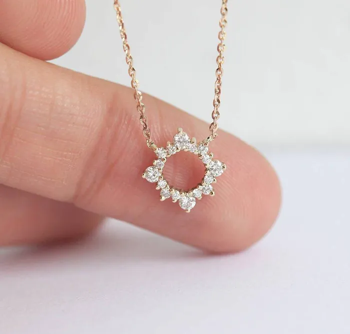 capucinne Diamond Work Necklace Diamond Circle Jewelry Necklaces