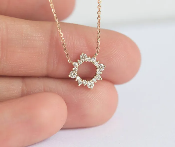 capucinne Diamond Work Necklace Diamond Circle Jewelry Necklaces