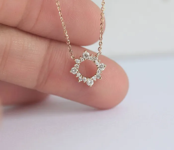 capucinne Diamond Work Necklace Diamond Circle Jewelry Necklaces
