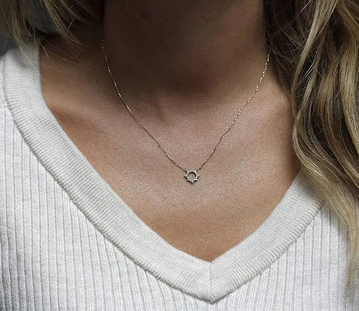 capucinne Diamond Work Necklace Diamond Circle Jewelry Necklaces