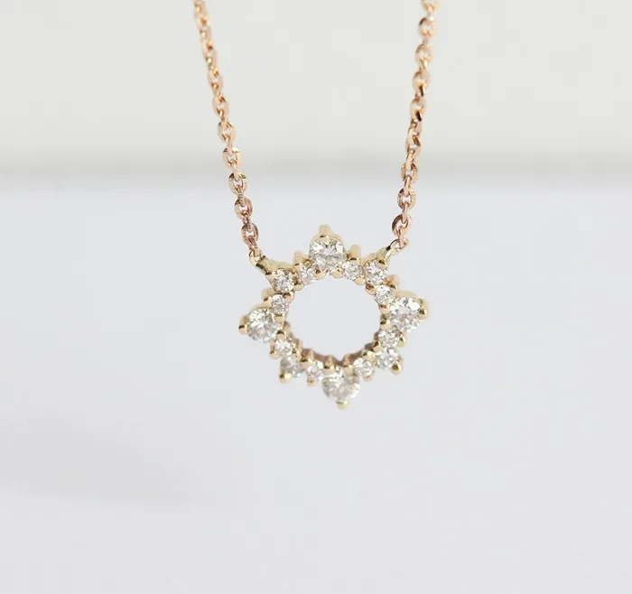 capucinne Diamond Work Necklace Diamond Circle Jewelry Necklaces