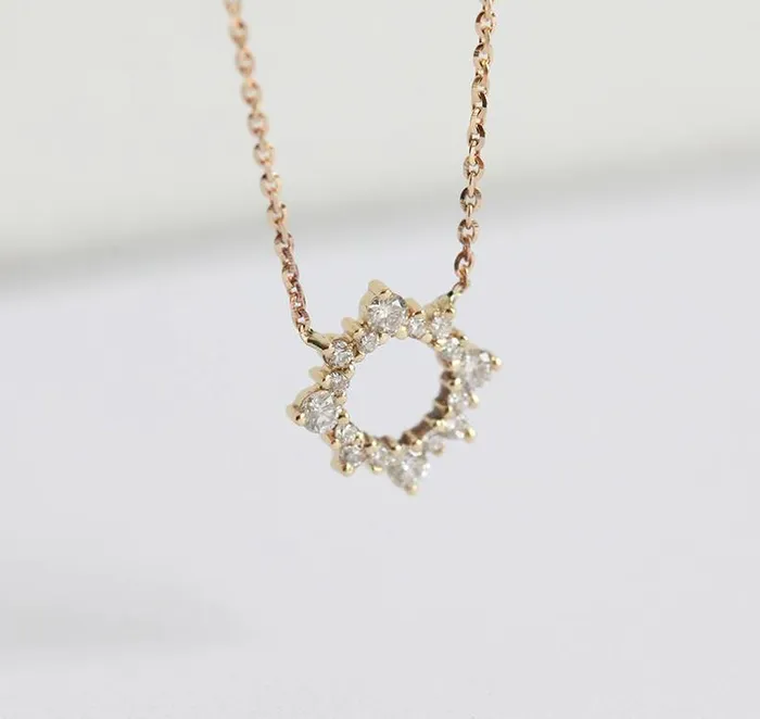 capucinne Diamond Work Necklace Diamond Circle Jewelry Necklaces