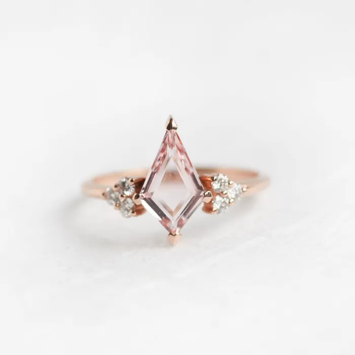Capucinne Rings Dawn Morganite Ring With Accent Diamonds Ready to Ship