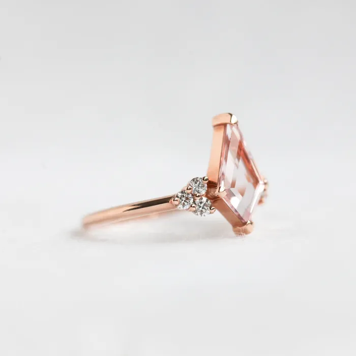 Capucinne Rings Dawn Morganite Ring With Accent Diamonds Ready to Ship