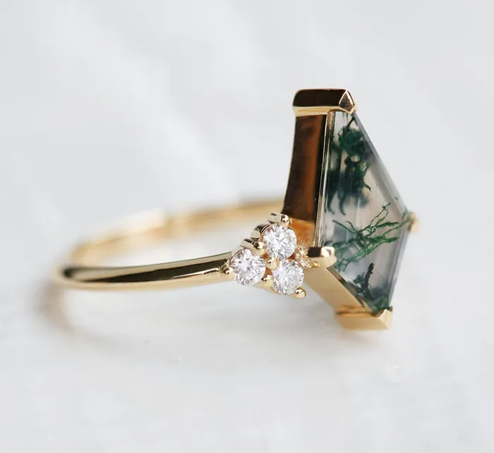Capucinne Rings Dawn Moss Agate Ring Set