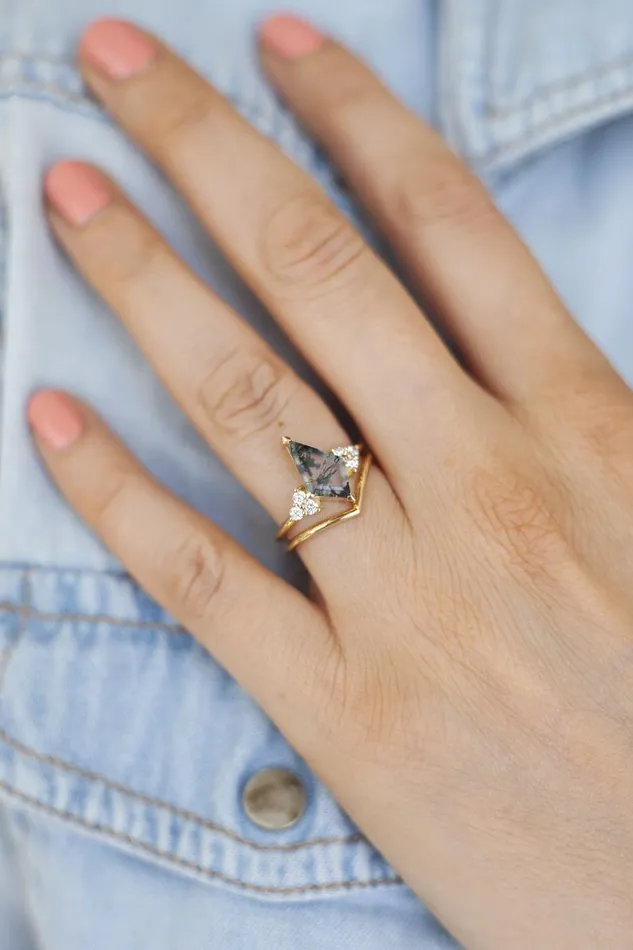 Capucinne Rings Dawn Moss Agate Ring Set