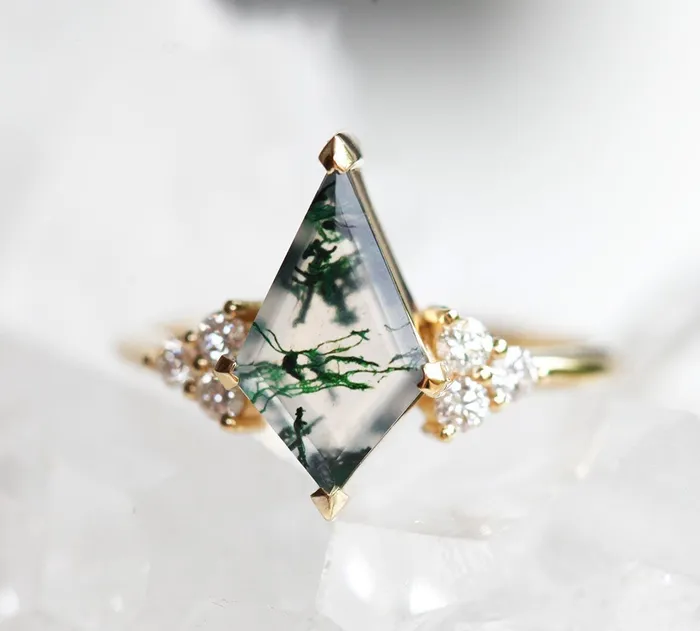 Capucinne Rings Dawn Moss Agate Ring Set