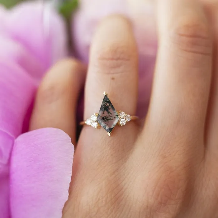 Capucinne Rings Dawn Moss Agate Ring Set