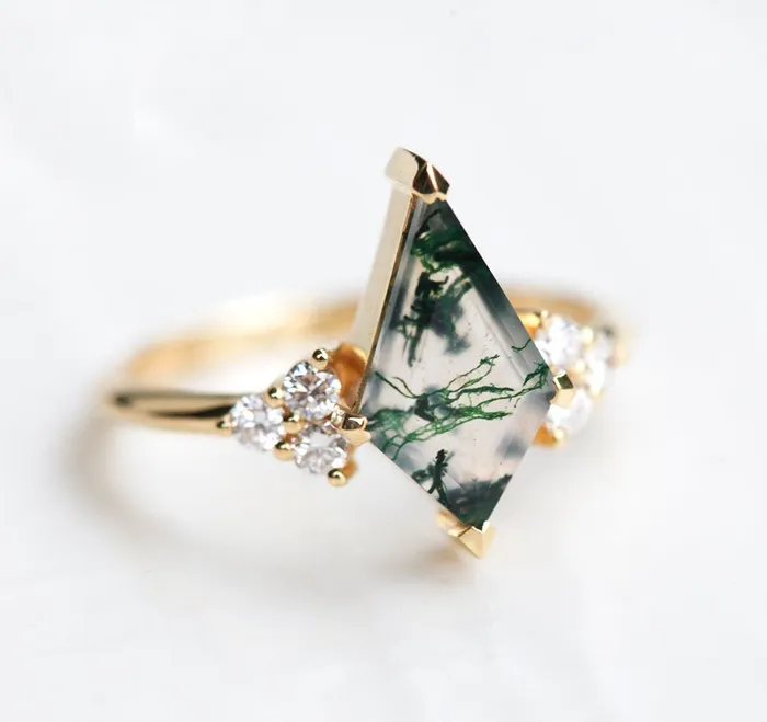 Capucinne Rings Dawn Moss Agate Ring Set