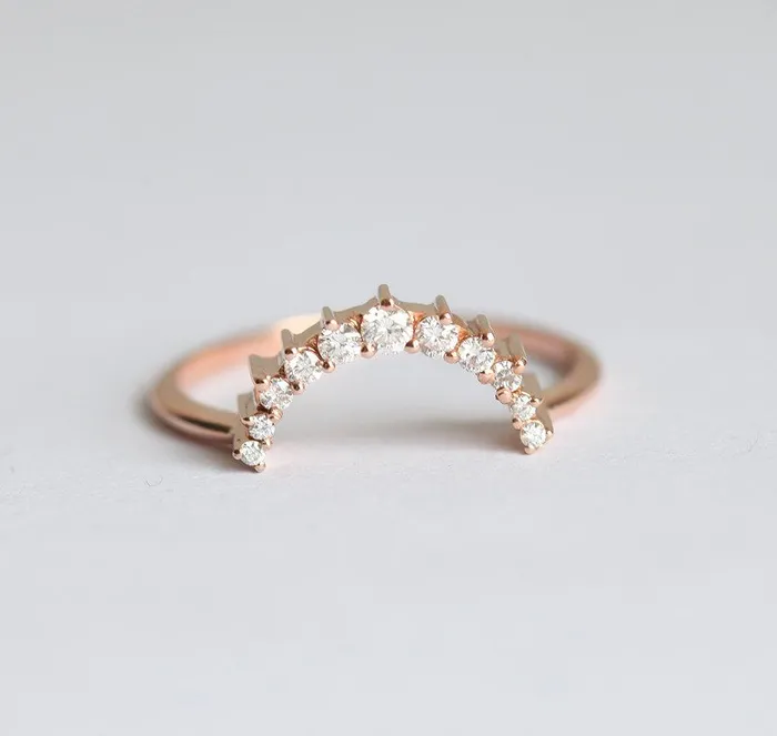 capucinne Rings Diamond Crown Ring Diamond Stacking Ring Ready to Ship