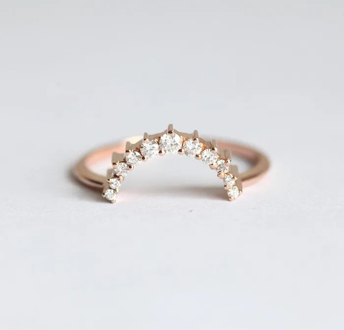 capucinne Rings Diamond Crown Ring Diamond Stacking Ring Ready to Ship