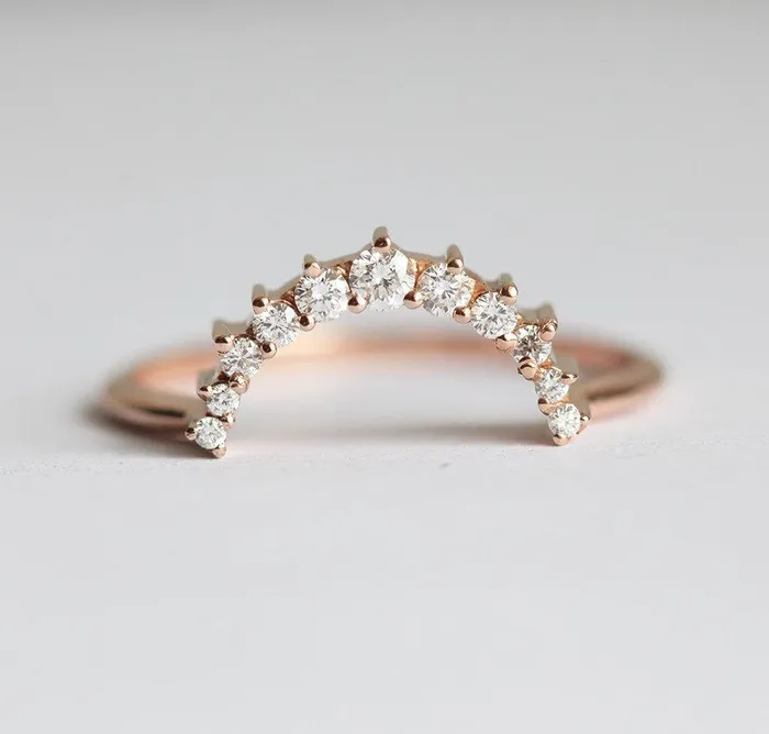 capucinne Rings Diamond Crown Ring Diamond Stacking Ring Ready to Ship