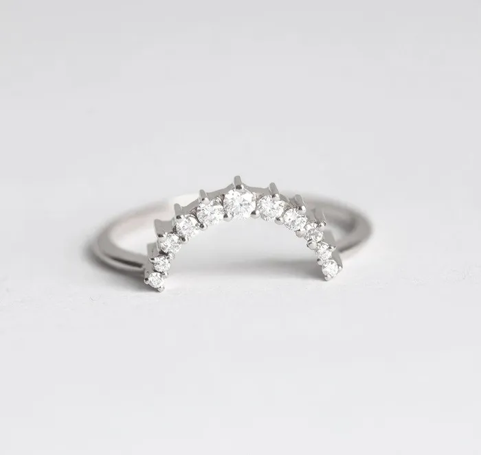 capucinne Rings Diamond Crown Ring Diamond Stacking Ring Ready to Ship