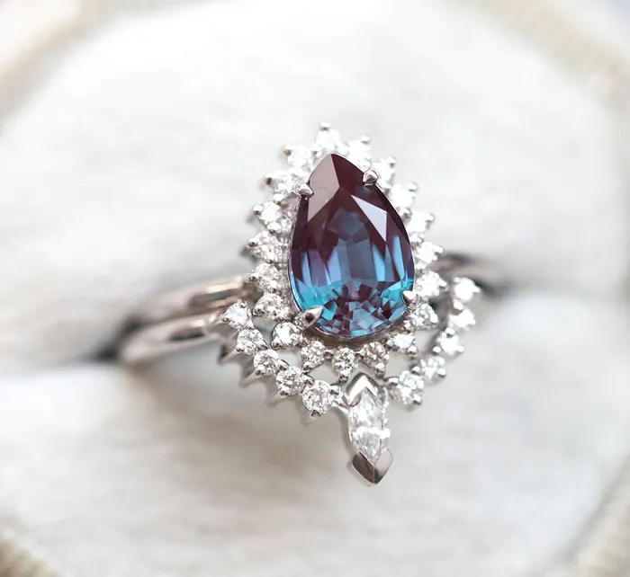 Capucinne Rings Drew Pear Alexandrite Ring