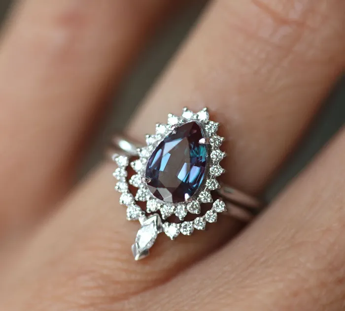 Capucinne Rings Drew Pear Alexandrite Ring