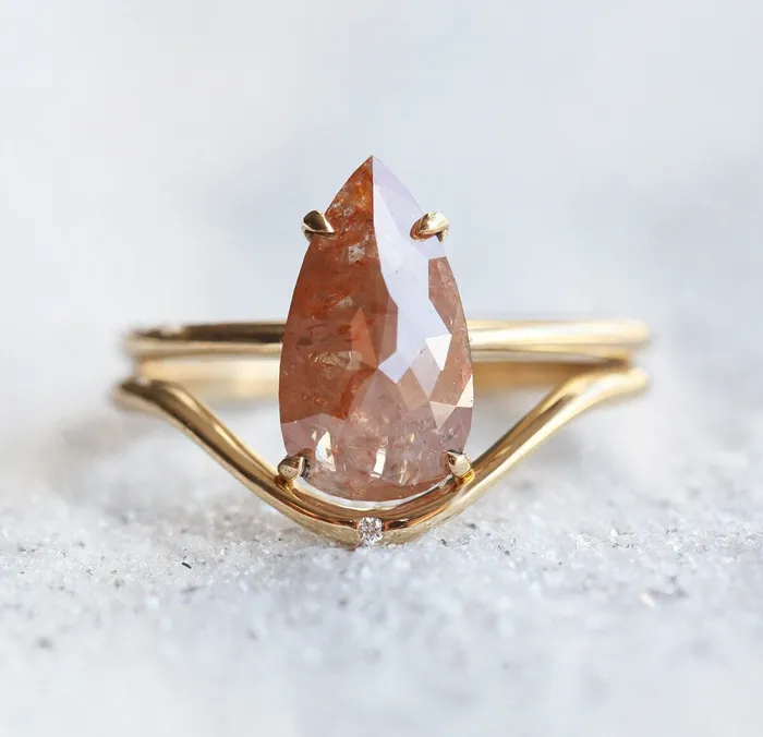 Capucinne Rings Juliette Peach Red Diamond Ring Set