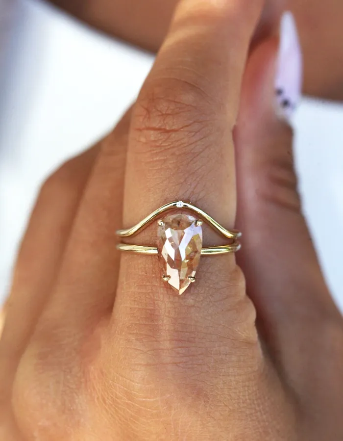 Capucinne Rings Juliette Peach Red Diamond Ring Set