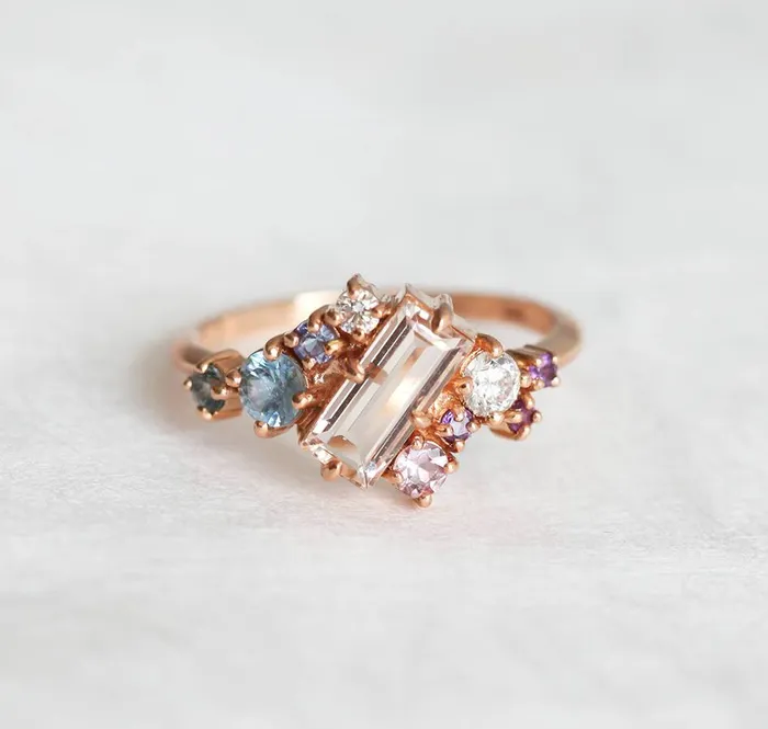 Capucinne Rings Lila Morganite Cluster Ring