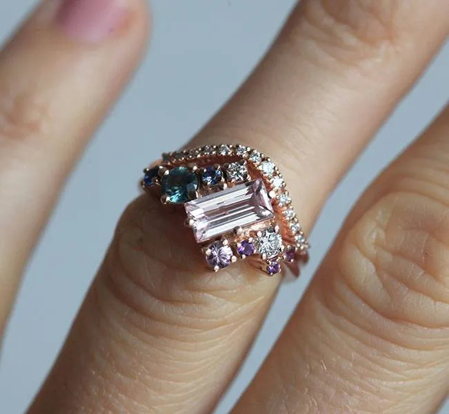 Capucinne Rings Lila Morganite Cluster Ring