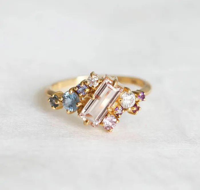 Capucinne Rings Lila Morganite Cluster Ring