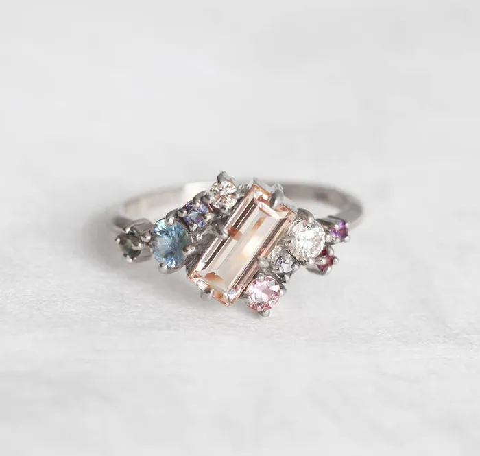 Capucinne Rings Lila Morganite Cluster Ring