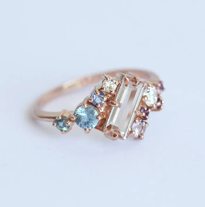 Capucinne Rings Lila Morganite Cluster Ring