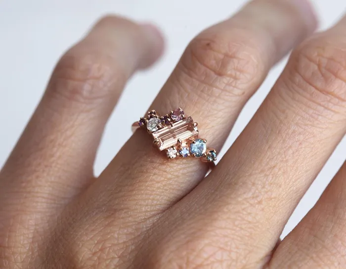 Capucinne Rings Lila Morganite Cluster Ring