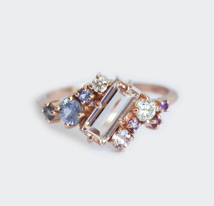 Capucinne Rings Lila Morganite Cluster Ring