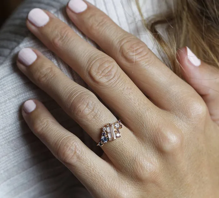 Capucinne Rings Lila Morganite Cluster Ring