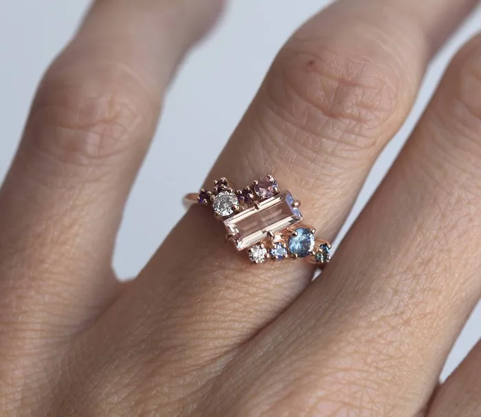 Capucinne Rings Lila Morganite Cluster Ring