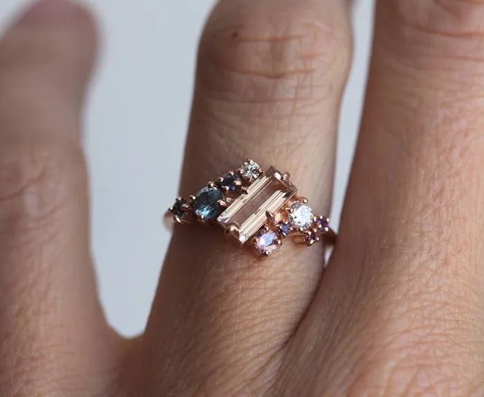 Capucinne Rings Lila Morganite Cluster Ring