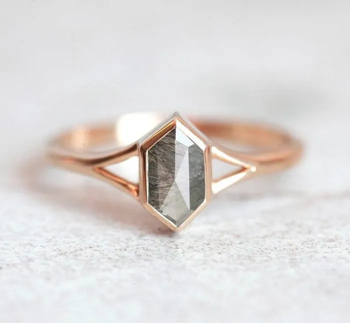 Capucinne Rings Lucia Salt And Pepper Diamond Engagement Ring Set