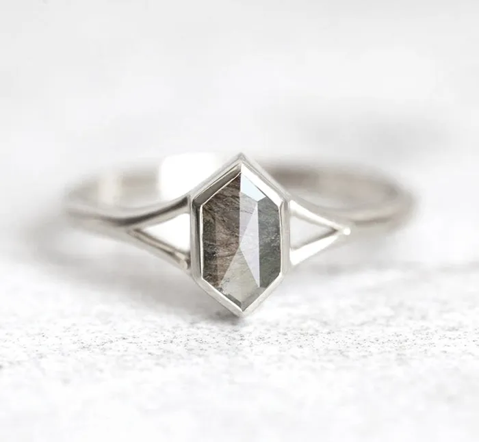 Capucinne Rings Lucia Salt And Pepper Diamond Engagement Ring Set