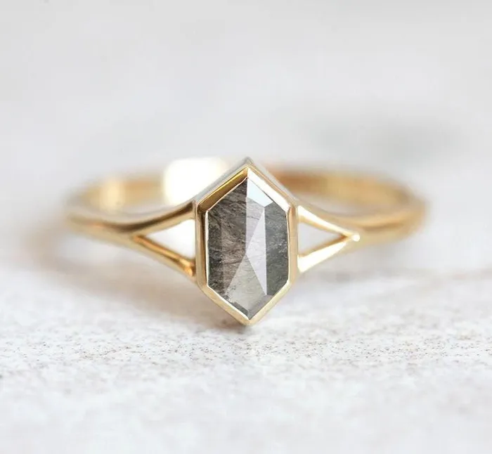 Capucinne Rings Lucia Salt And Pepper Diamond Engagement Ring Set