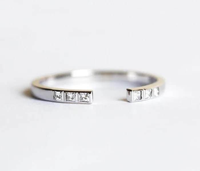 Capucinne Rings Open Princess Diamond Stacking Band Ring