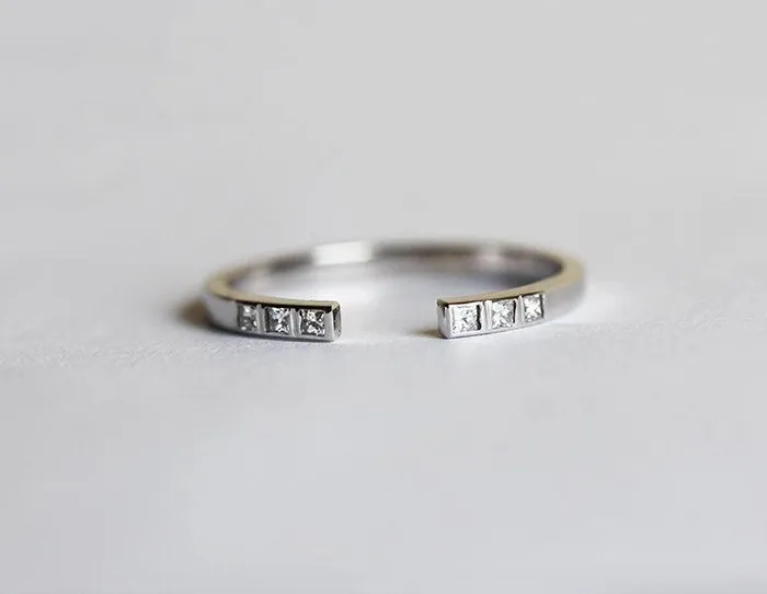 Capucinne Rings Open Princess Diamond Stacking Band Ring