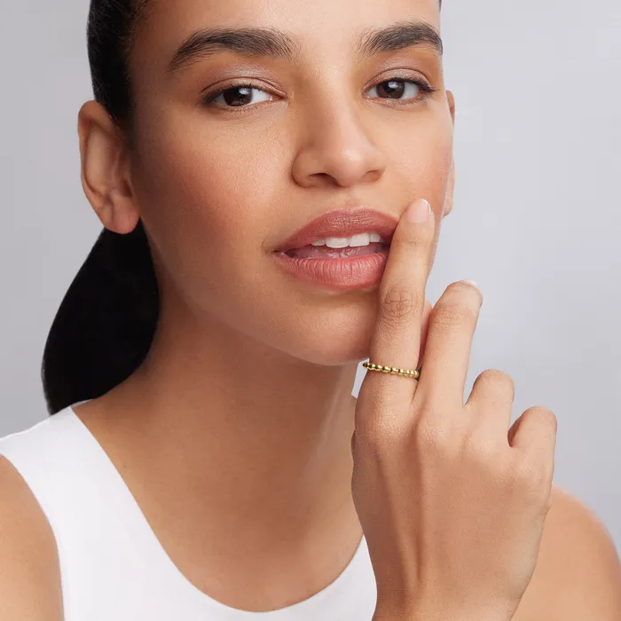 Caviar Gold 18K Gold Beaded Stacking Ring Lagos PreStyled Sets Caviar Gold 18K Gold Beaded Stacking Ring Lagos PreStyled Sets