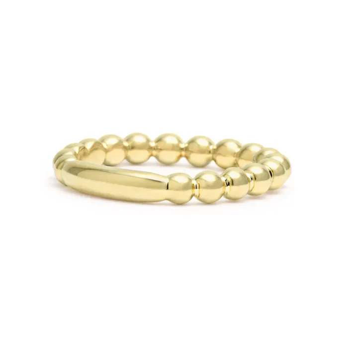Caviar Gold 18K Gold Beaded Stacking Ring Lagos PreStyled Sets Caviar Gold 18K Gold Beaded Stacking Ring Lagos PreStyled Sets