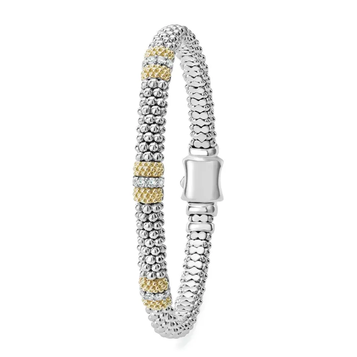 Caviar Lux Three Station Diamond Caviar Bracelet 6mm Lagos Bracelets Caviar Lux Three Station Diamond Caviar Bracelet 6mm Lagos Bracelets