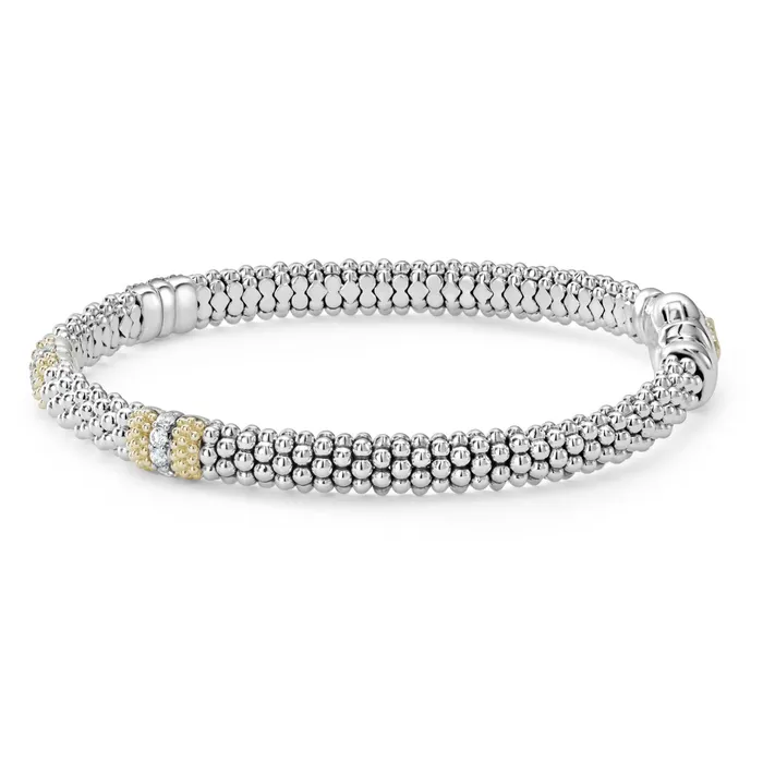 Caviar Lux Three Station Diamond Caviar Bracelet 6mm Lagos Bracelets Caviar Lux Three Station Diamond Caviar Bracelet 6mm Lagos Bracelets