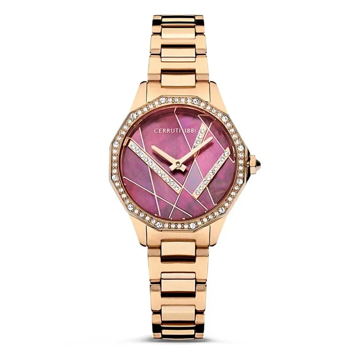 Cerruti Watches Cerruti Jesina Ladies Purple Puzzle Dial Rose Gold Watch