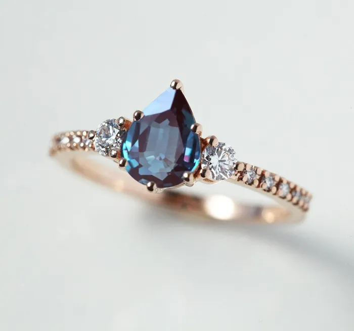 Claudia Pear Alexandrite Ring Capucinne Rings