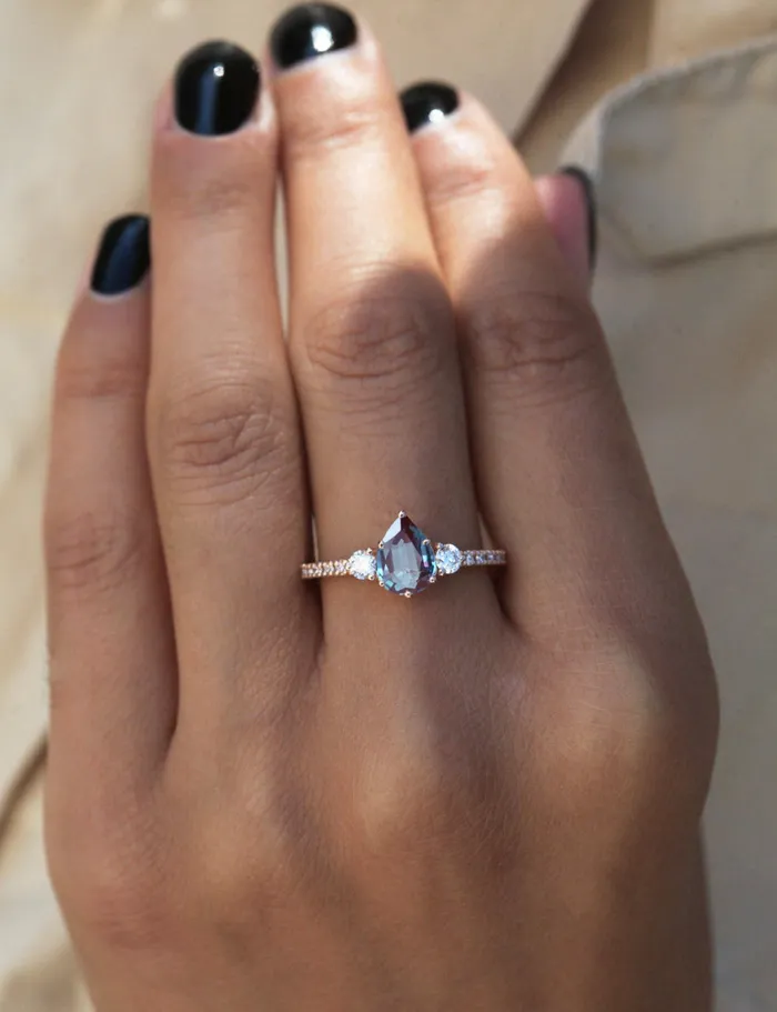 Claudia Pear Alexandrite Ring Capucinne Rings