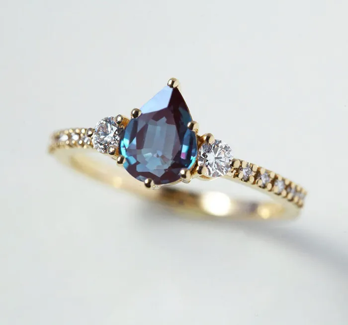 Claudia Pear Alexandrite Ring Capucinne Rings