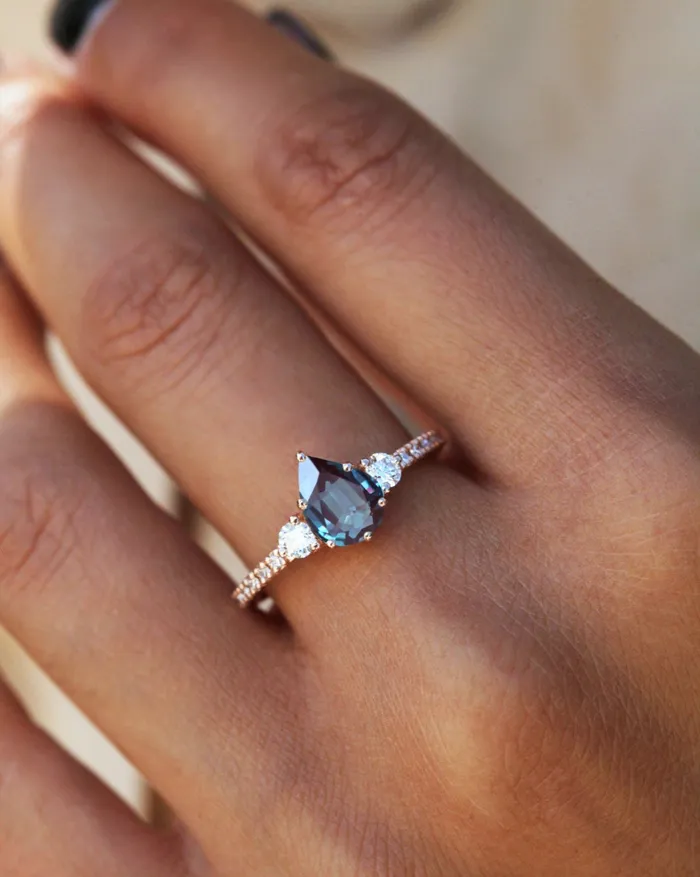 Claudia Pear Alexandrite Ring Capucinne Rings