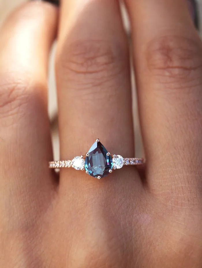 Claudia Pear Alexandrite Ring Capucinne Rings