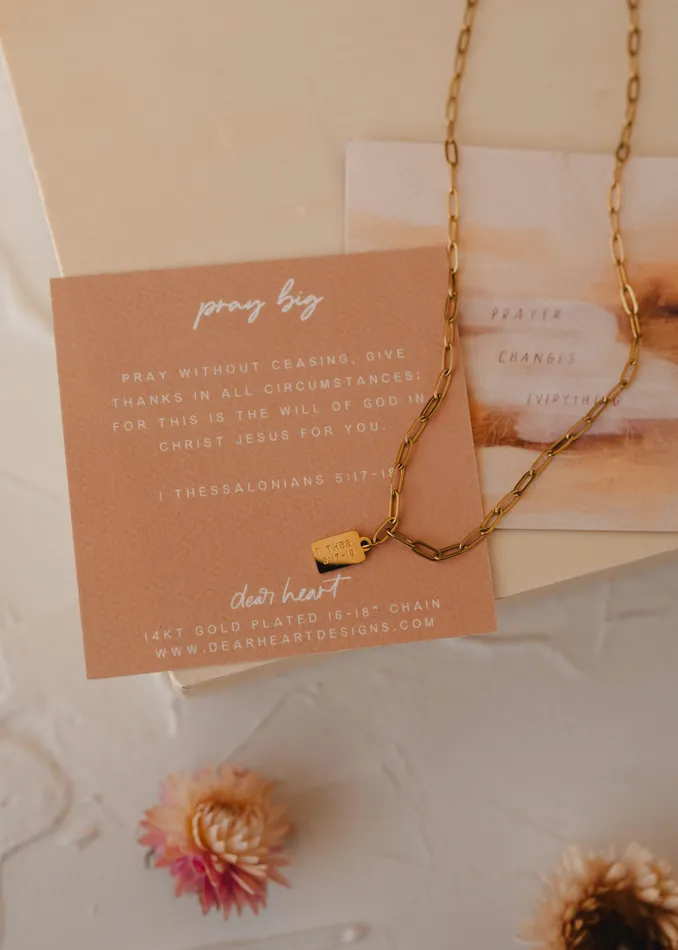 Dear Heart Pray Big Tag Necklace Necklaces