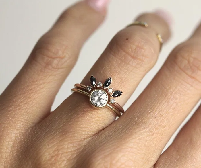 Diamond Crown Ring Diamond Wedding Band Capucinne Rings