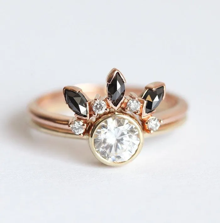 Diamond Crown Ring Diamond Wedding Band Capucinne Rings