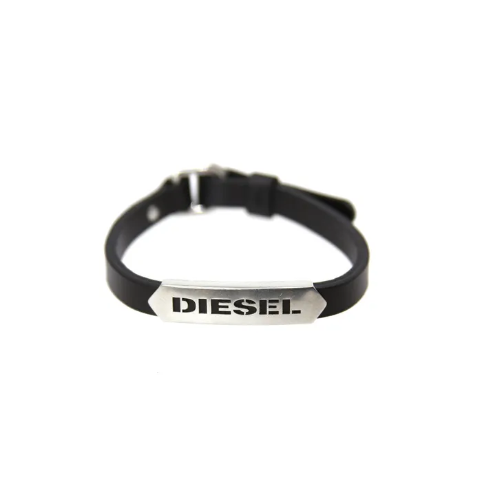 Diesel Bracelets Diesel Mens Bracelet Base MetalWithBlack Leather Brand Name